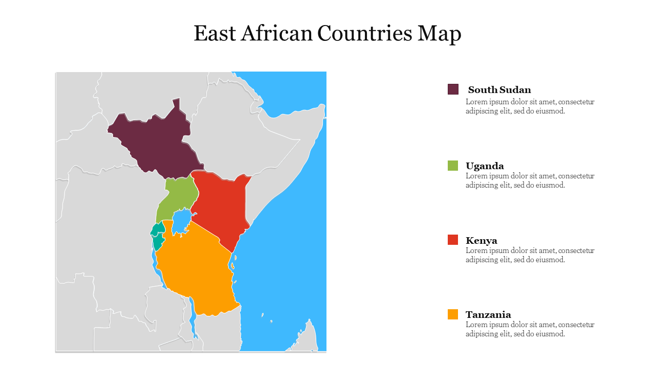 East African Countries Map